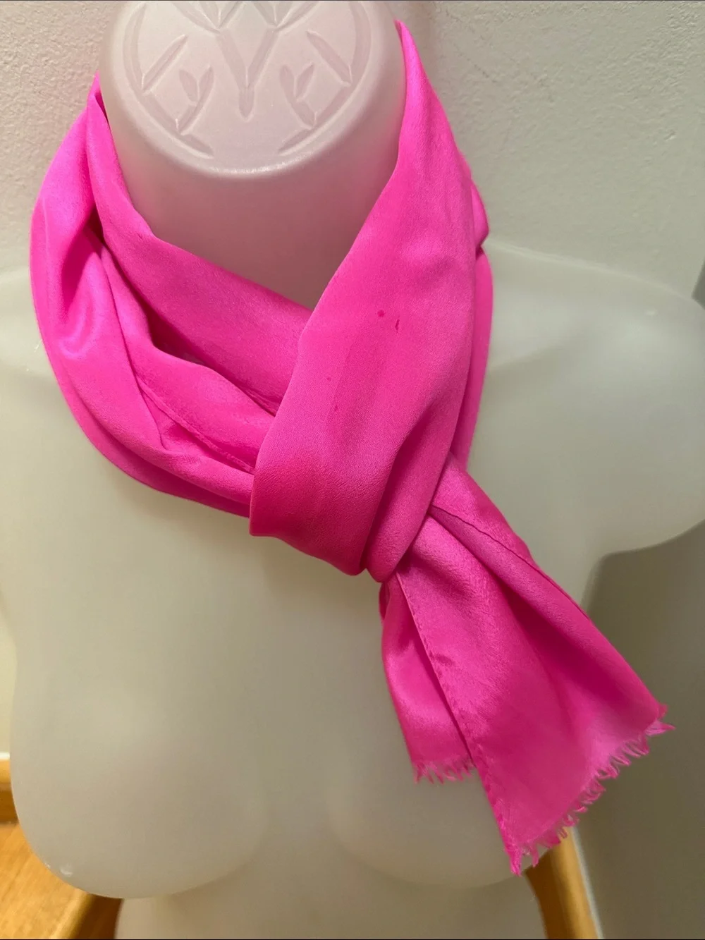 Hot Pink Silk Fringe Scarf | Fuchsia eyelash trim Oblong Neck Wrap